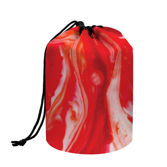 Red Acid Melt Print Drawstring Makeup Bag