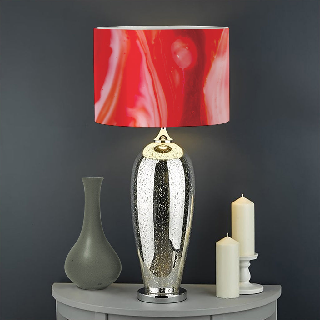 Red Acid Melt Print Drum Lamp Shade