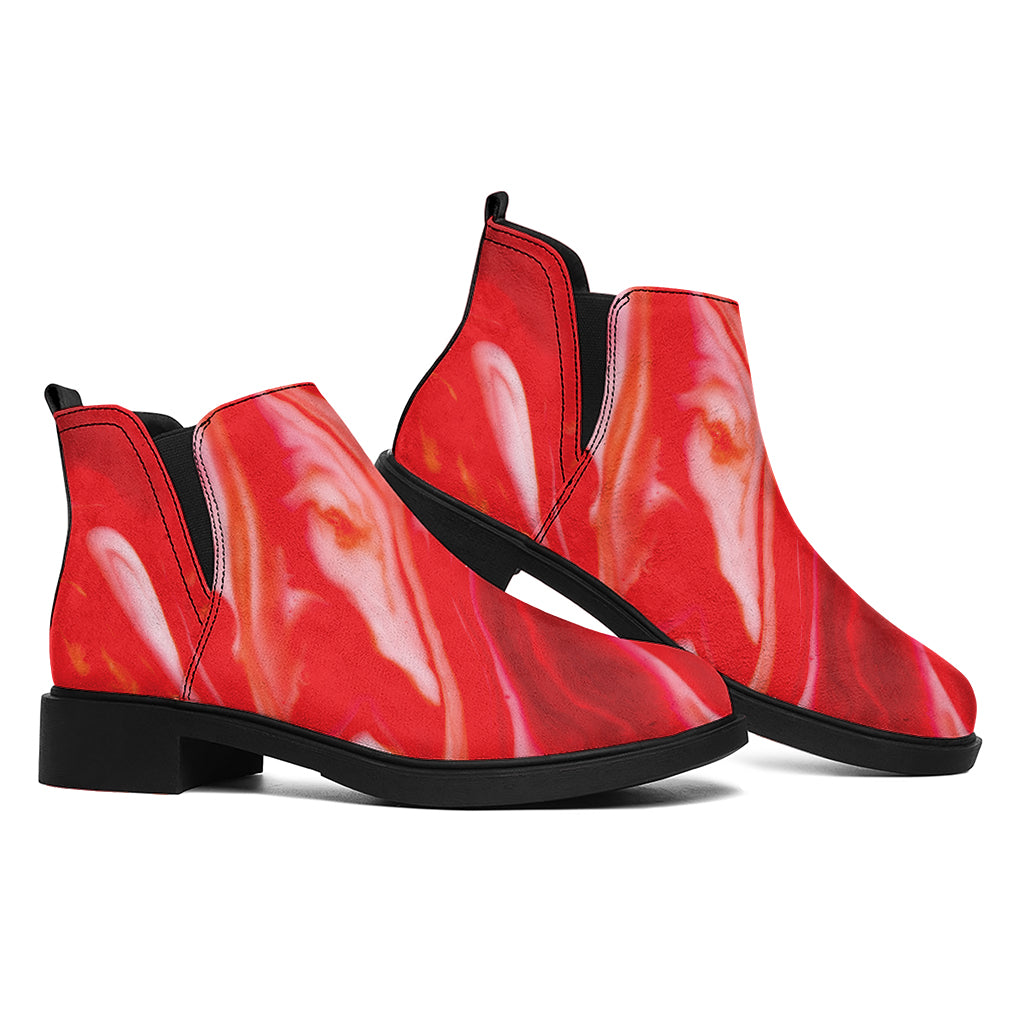 Red Acid Melt Print Flat Ankle Boots