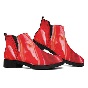 Red Acid Melt Print Flat Ankle Boots