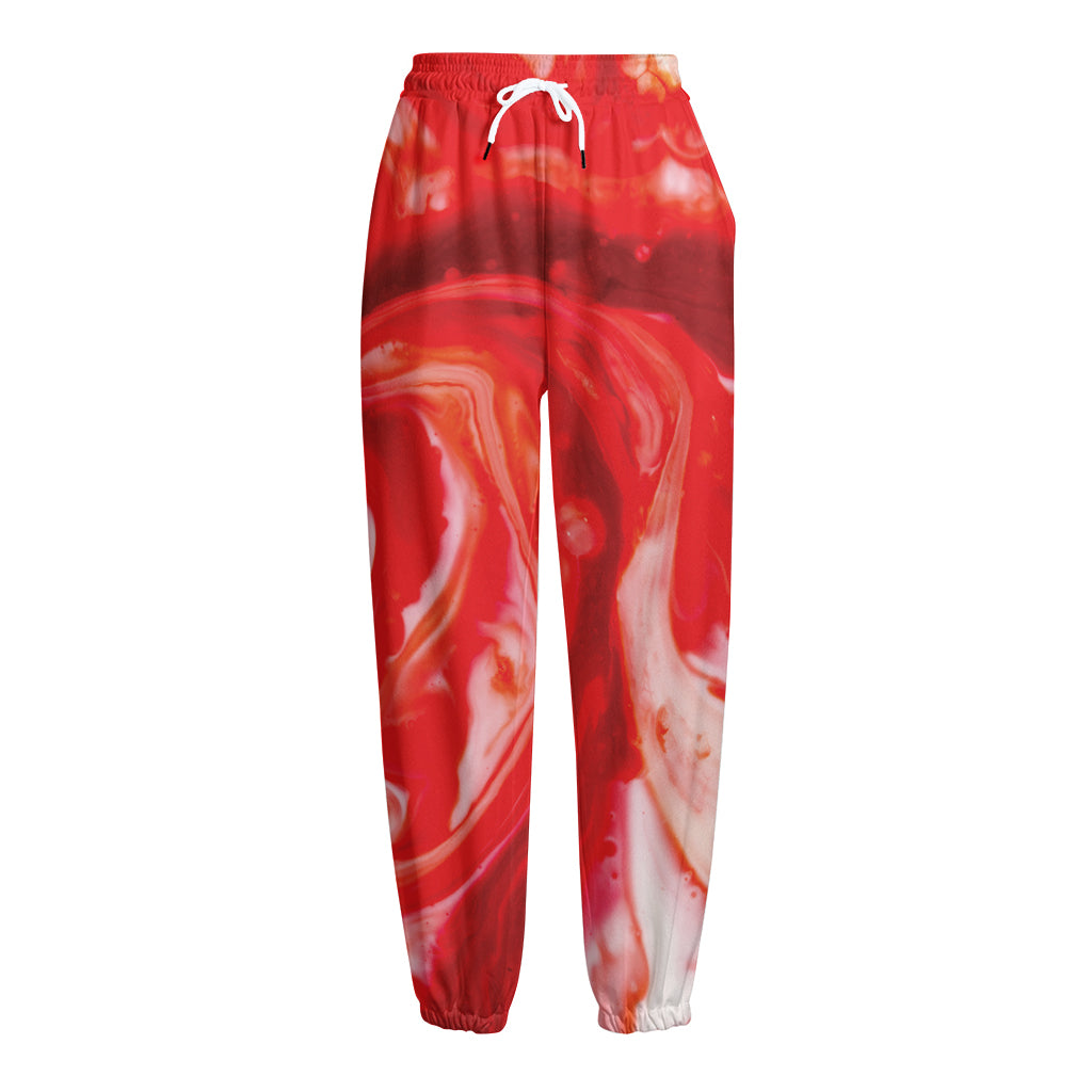 Red Acid Melt Print Fleece Lined Knit Pants