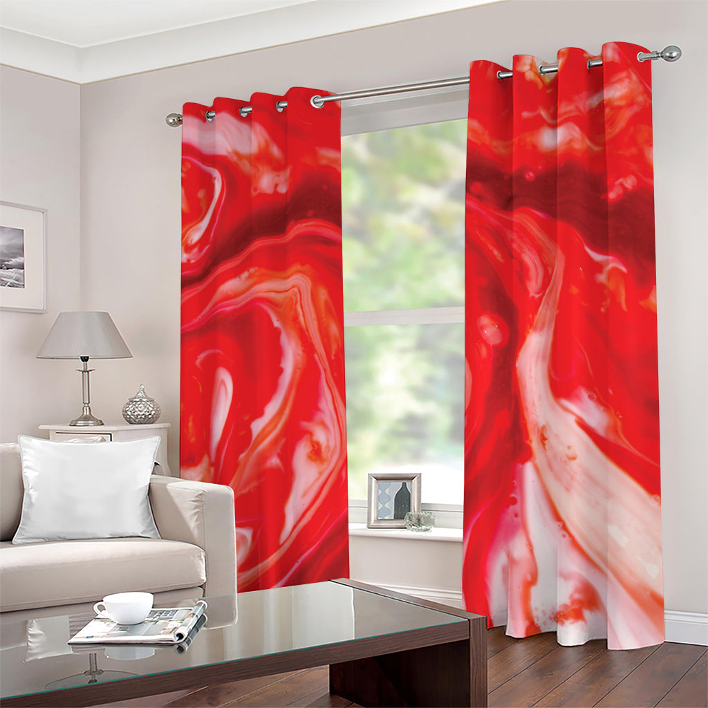 Red Acid Melt Print Grommet Curtains