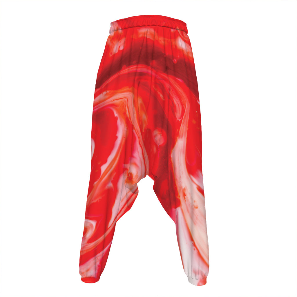 Red Acid Melt Print Hammer Pants