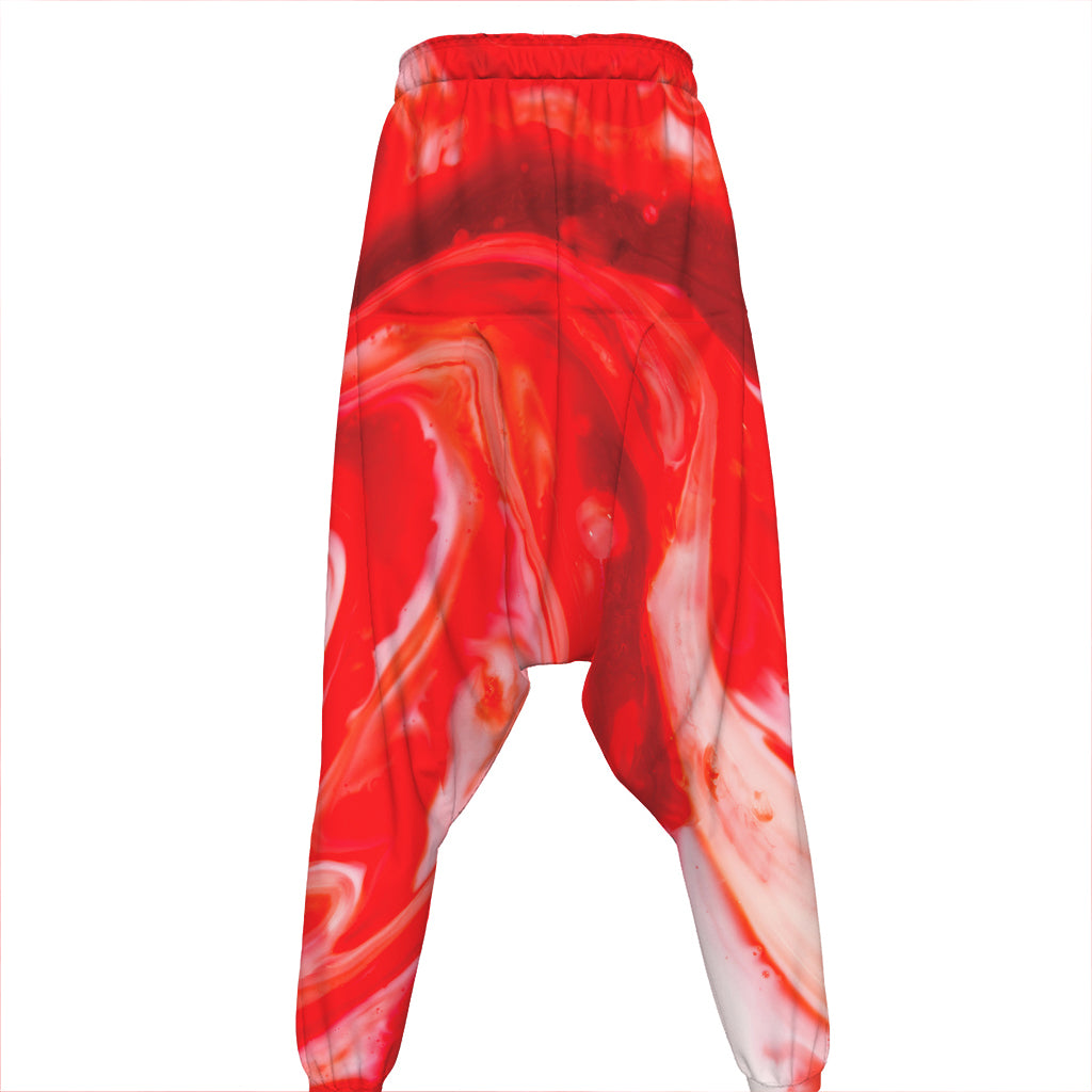 Red Acid Melt Print Hammer Pants