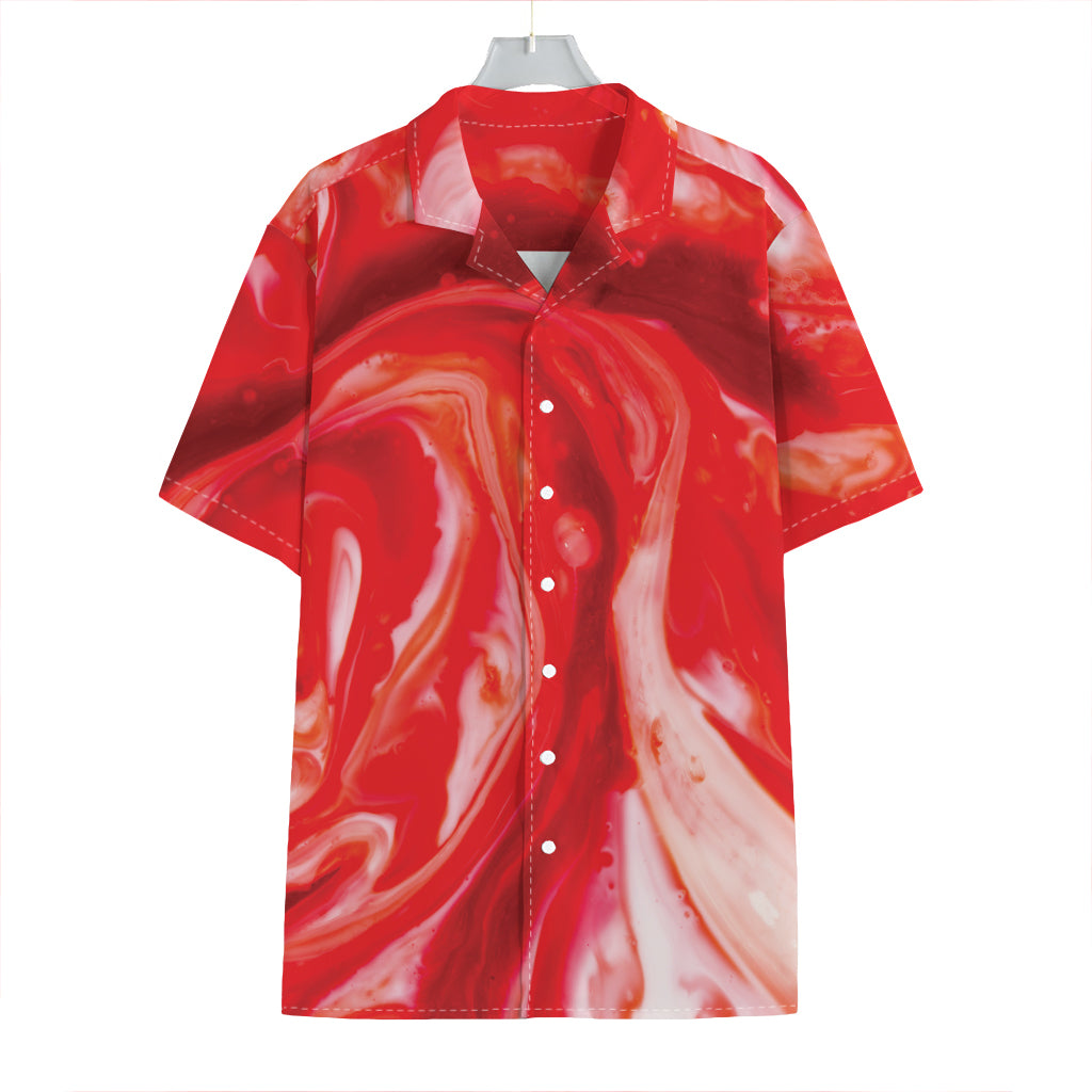 Red Acid Melt Print Hawaiian Shirt