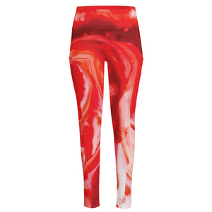 Red Acid Melt Print High-Waisted Pocket Leggings