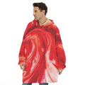 Red Acid Melt Print Hoodie Blanket