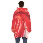 Red Acid Melt Print Hoodie Blanket