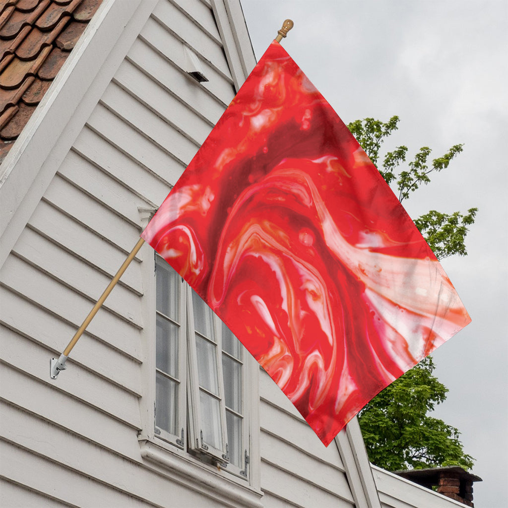 Red Acid Melt Print House Flag