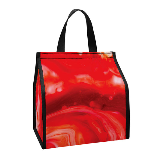 Red Acid Melt Print Insulated Lunch Tote