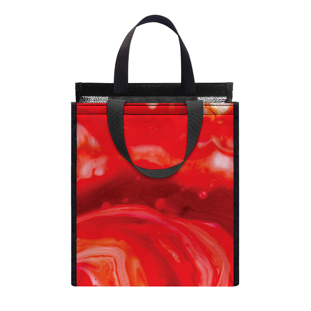 Red Acid Melt Print Insulated Lunch Tote