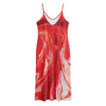 Red Acid Melt Print Jersey Midi Cami Dress