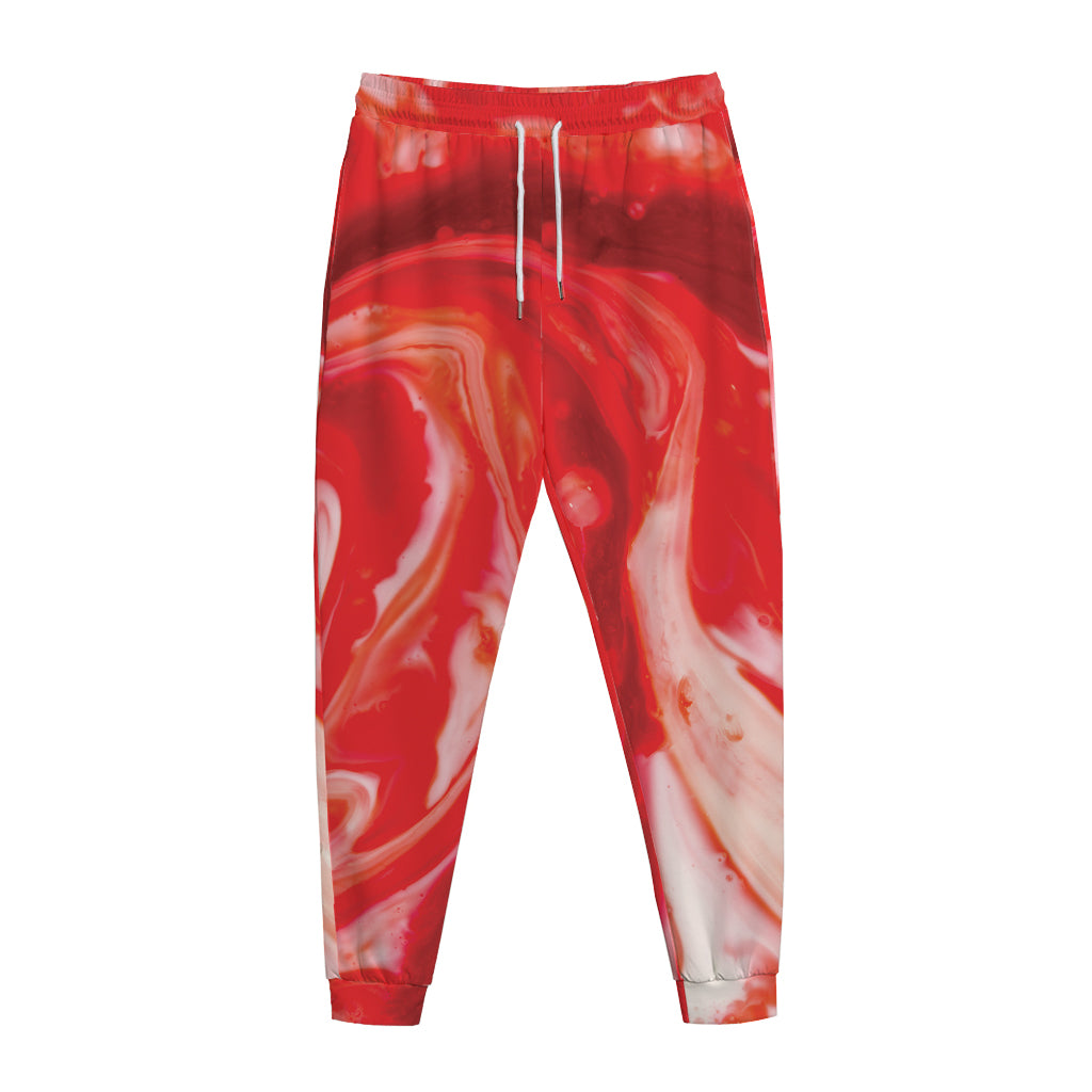 Red Acid Melt Print Jogger Pants