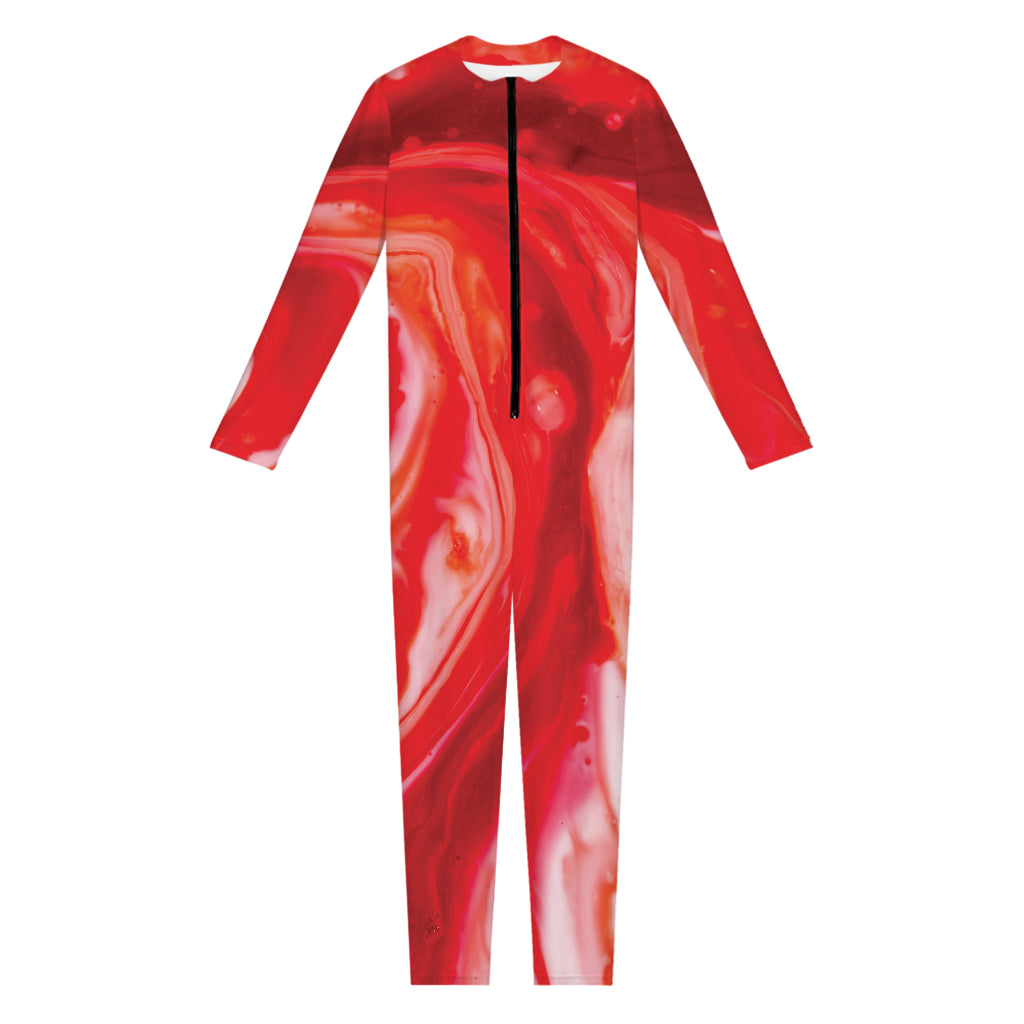 Red Acid Melt Print Jumpsuit