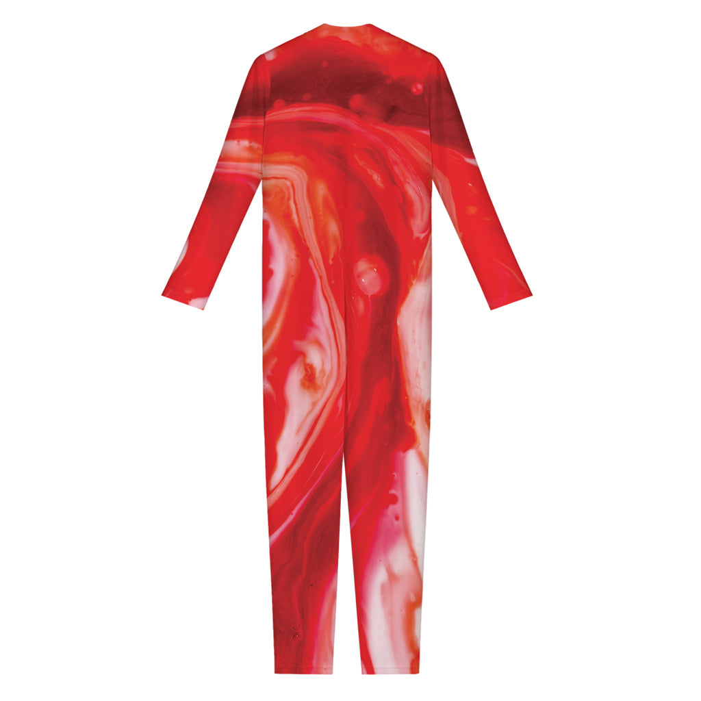 Red Acid Melt Print Jumpsuit