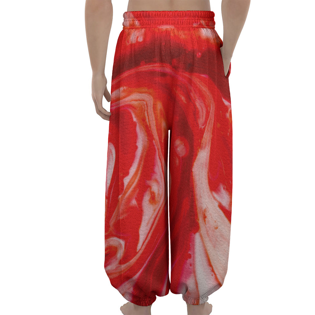 Red Acid Melt Print Lantern Pants