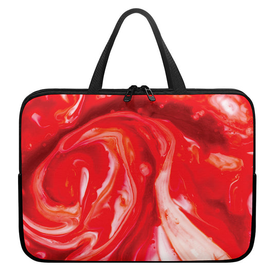 Red Acid Melt Print Laptop Sleeve With Handle