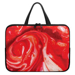 Red Acid Melt Print Laptop Sleeve With Handle