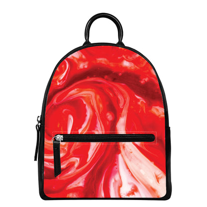 Red Acid Melt Print Leather Backpack