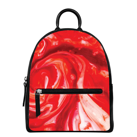 Red Acid Melt Print Leather Backpack