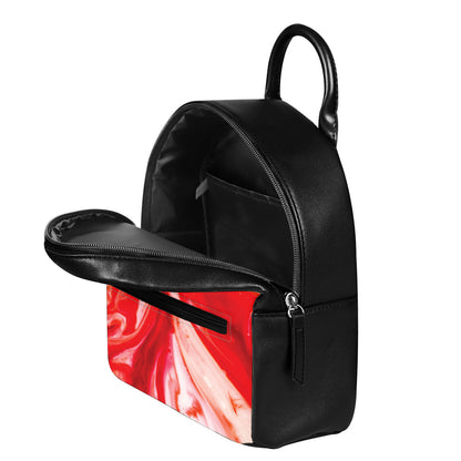 Red Acid Melt Print Leather Backpack
