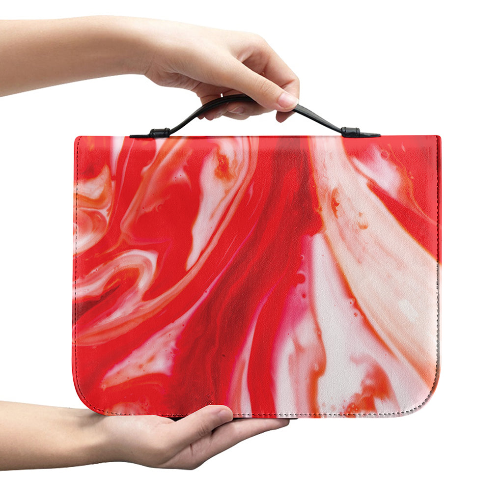 Red Acid Melt Print Leather Bible Cover