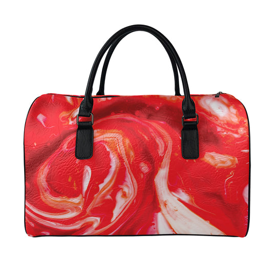 Red Acid Melt Print Leather Duffle Bag