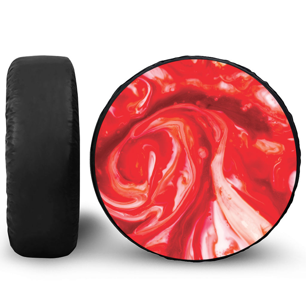 Red Acid Melt Print Leather Spare Tire Cover