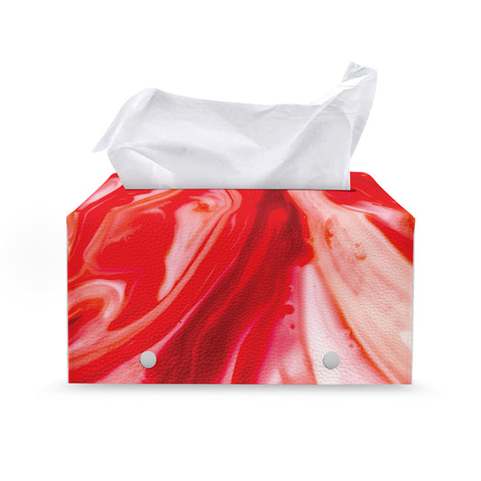 Red Acid Melt Print Leather Tissue Box Cover