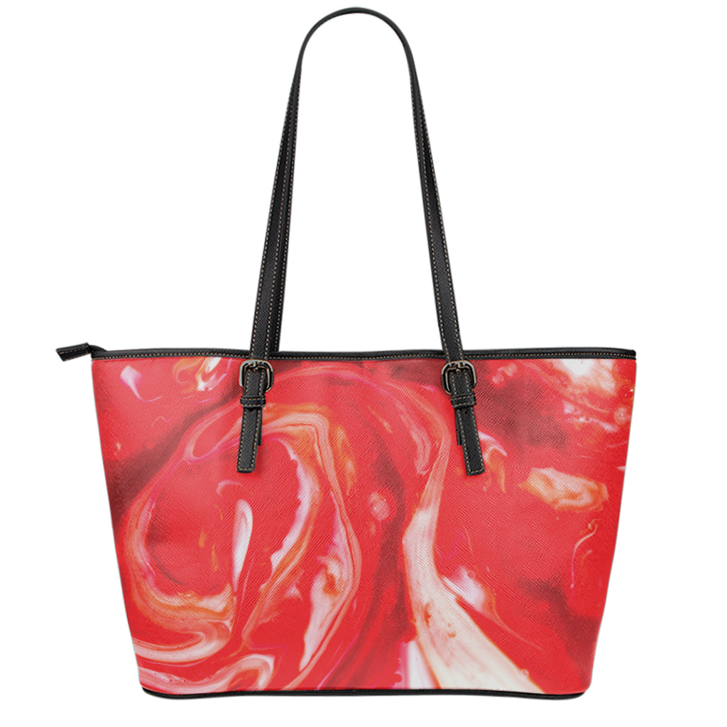 Red Acid Melt Print Leather Tote Bag