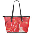 Red Acid Melt Print Leather Tote Bag With Zipper