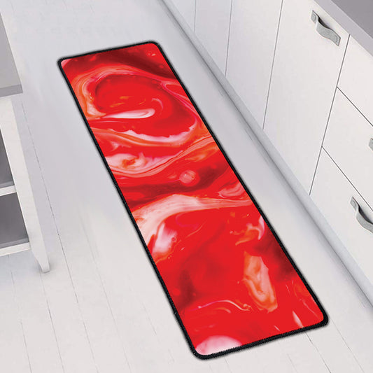 Red Acid Melt Print Long Kitchen Mat