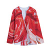 Red Acid Melt Print Long Sleeve Short Coat