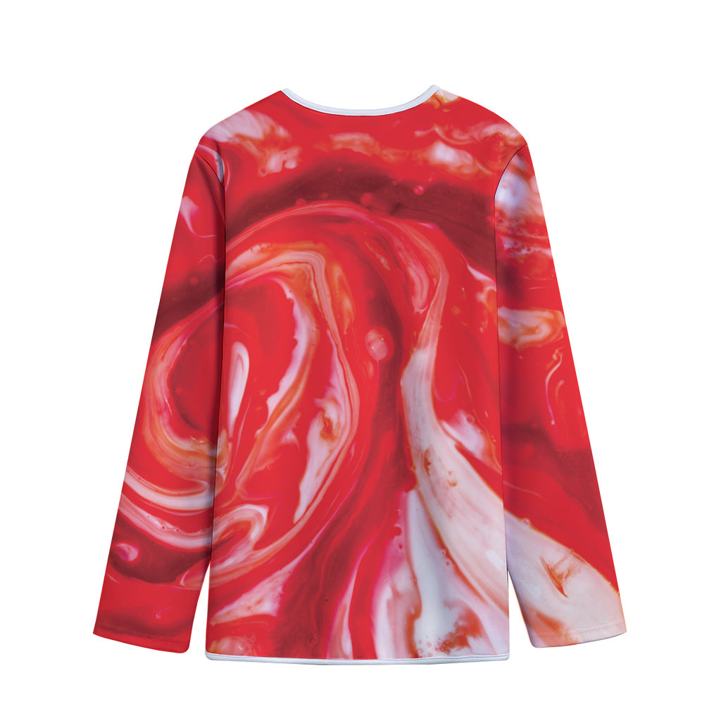 Red Acid Melt Print Long Sleeve Short Coat