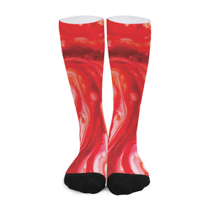 Red Acid Melt Print Long Socks