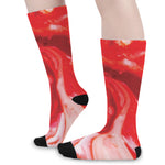 Red Acid Melt Print Long Socks