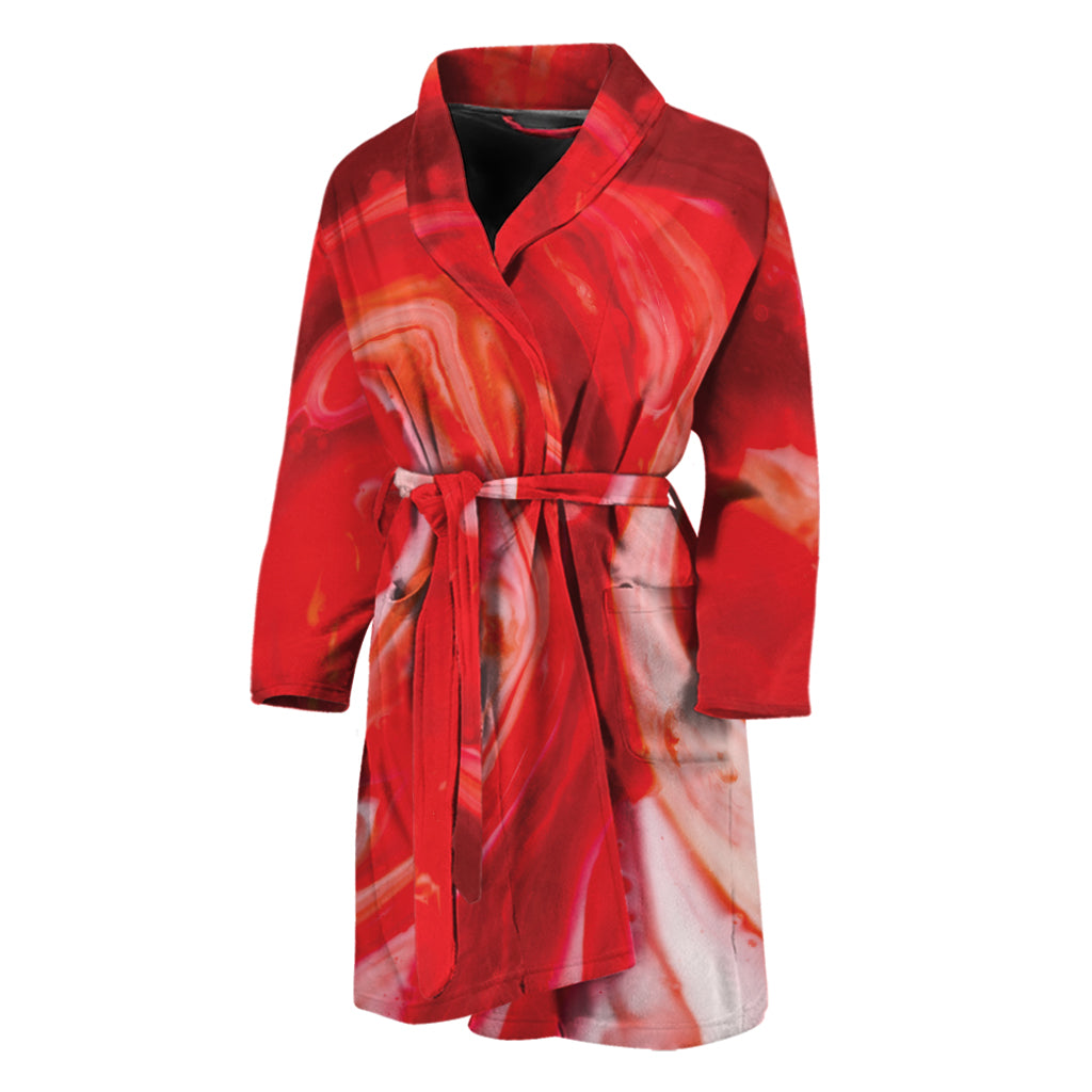 Red Acid Melt Print Men's Bathrobe