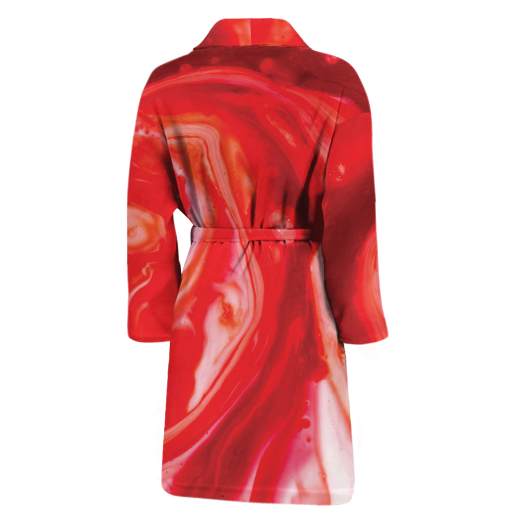 Red Acid Melt Print Men's Bathrobe