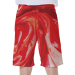 Red Acid Melt Print Men's Beach Shorts