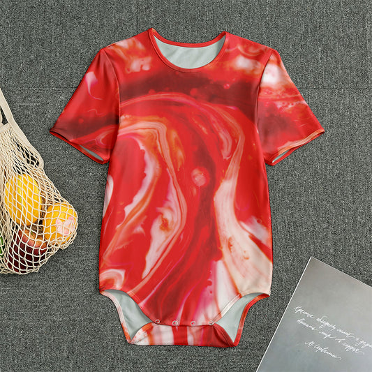 Red Acid Melt Print Men's Bodysuit