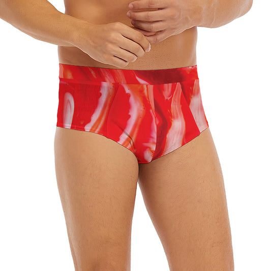 Red Acid Melt Print Men's Briefs