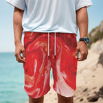 Red Acid Melt Print Men's Cargo Shorts