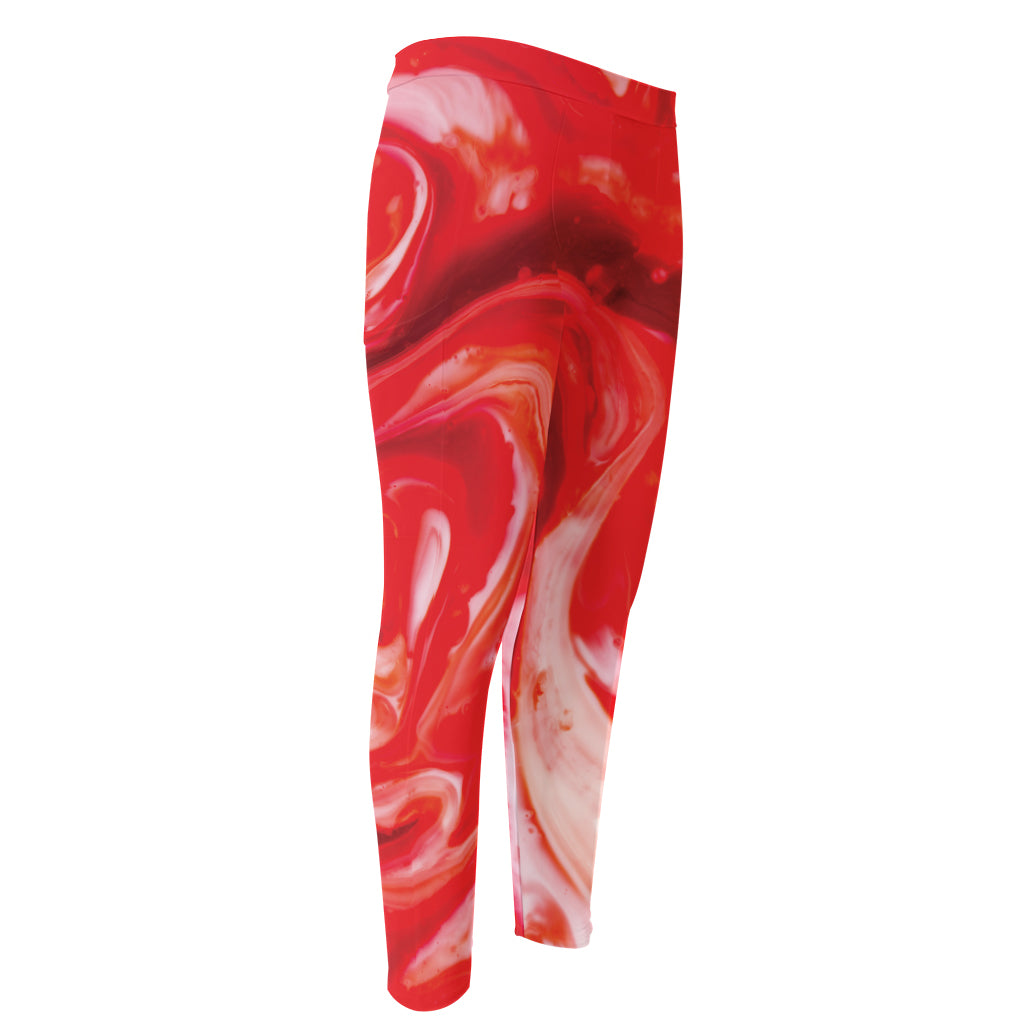 Red Acid Melt Print Men's Compression Pants