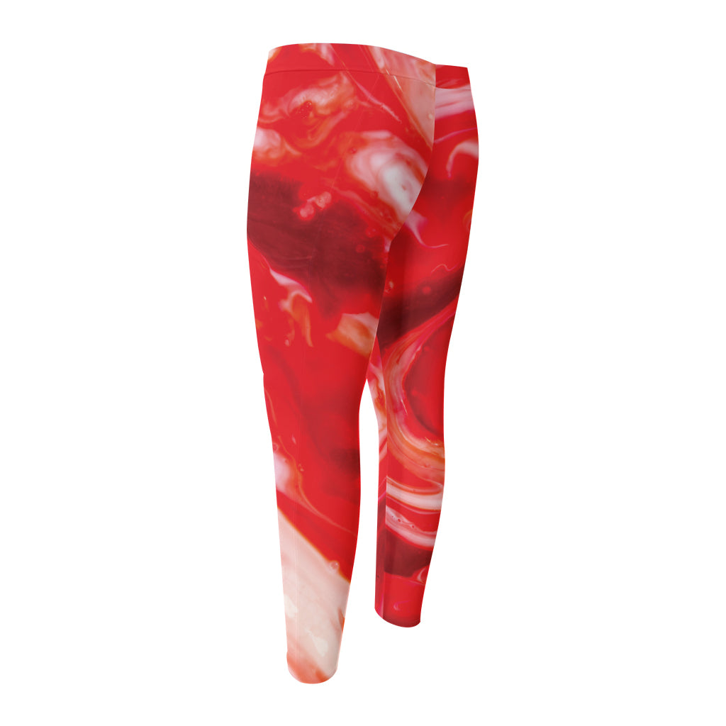 Red Acid Melt Print Men's Compression Pants