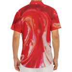 Red Acid Melt Print Men's Deep V-Neck Shirt