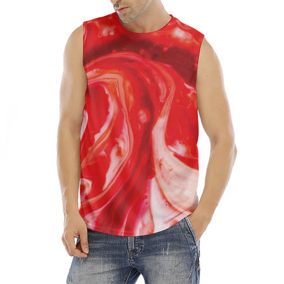 Red Acid Melt Print Men's Fitness Tank Top