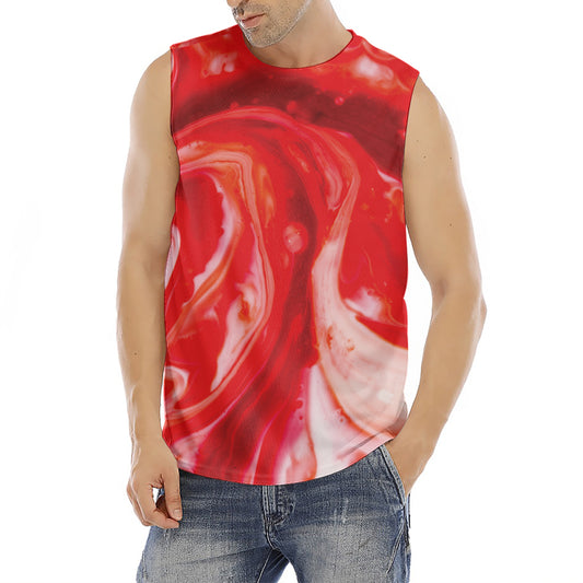 Red Acid Melt Print Men's Fitness Tank Top