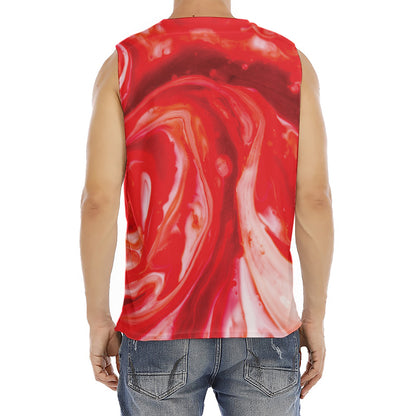 Red Acid Melt Print Men's Fitness Tank Top