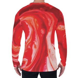 Red Acid Melt Print Men's Long Sleeve T-Shirt