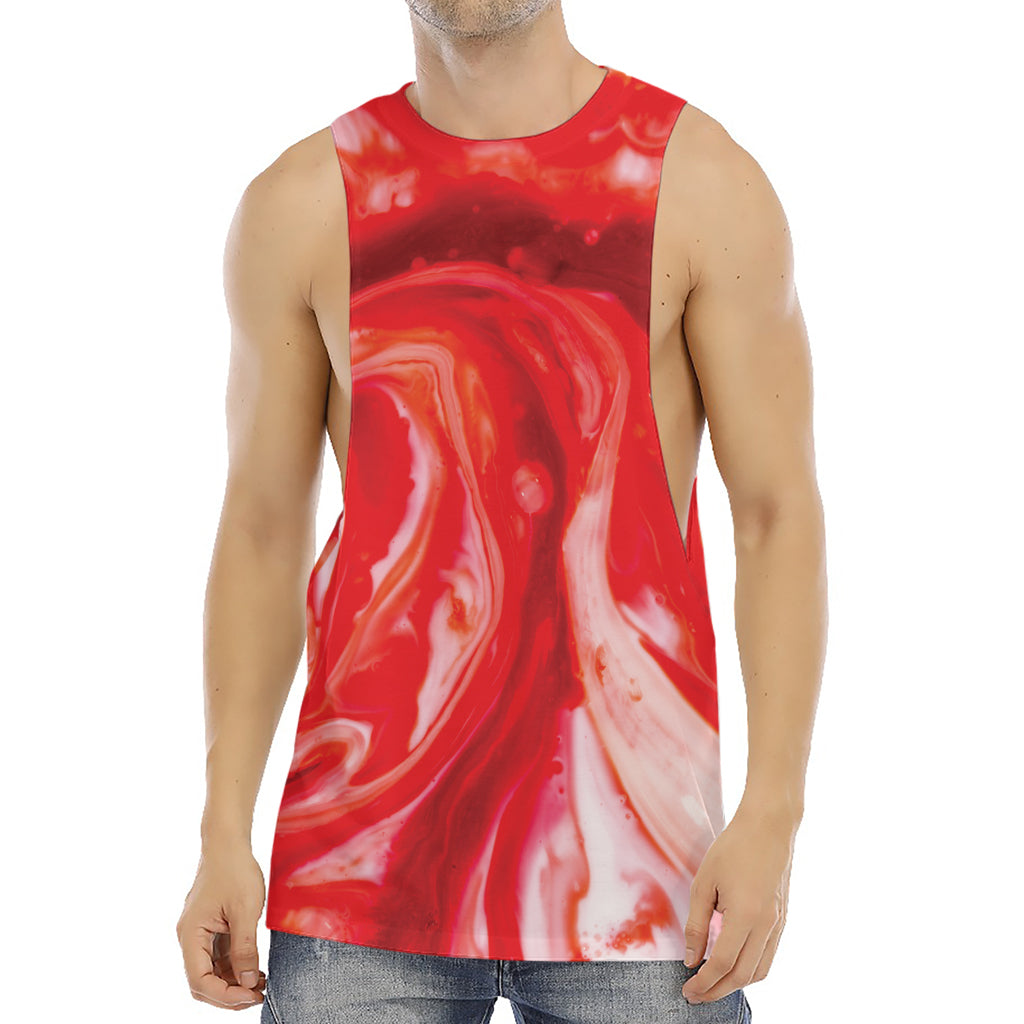 Red Acid Melt Print Men's Muscle Tank Top